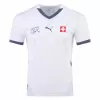 2024 2025 Switzerland Mens Away Soccer Jersey White Blue Pattern