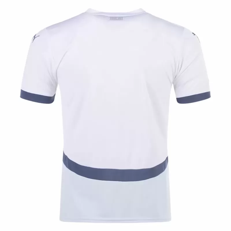 2024 2025 Switzerland Mens Away Soccer Jersey White Blue Pattern
