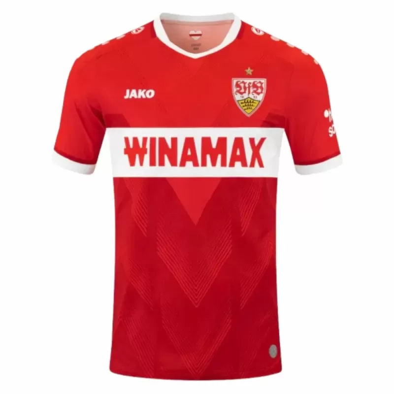 2024 2025 VfB Stuttgart Mens Away Soccer Jersey Red Retro Vibe