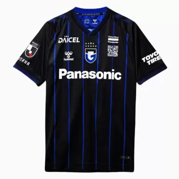 2024 Gamba Osaka Mens Home Soccer Jersey Black Blue Pinstripes