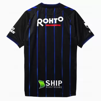 2024 Gamba Osaka Mens Home Soccer Jersey Black Blue Pinstripes