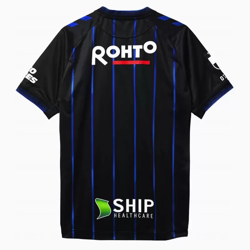 2024 Gamba Osaka Mens Home Soccer Jersey Black Blue Pinstripes