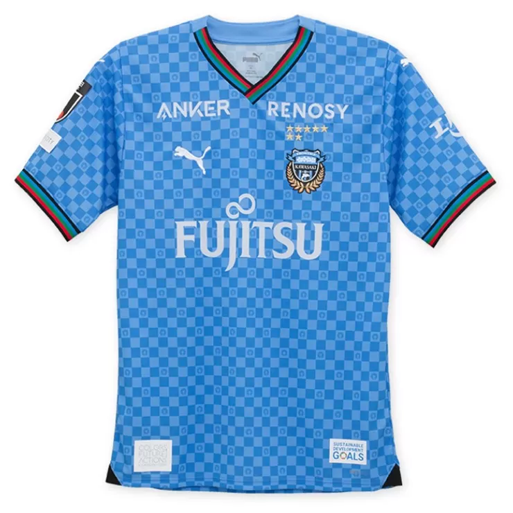 2024 Kawasaki Frontale Mens Home Soccer Jersey Blue Checkered