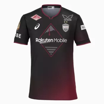 2024 Vissel Kobe Mens Home Soccer Jersey Black Red Gradient