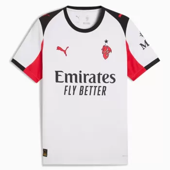 2025 2026 AC Milan Mens Away Soccer Jersey White Red Diavoletto