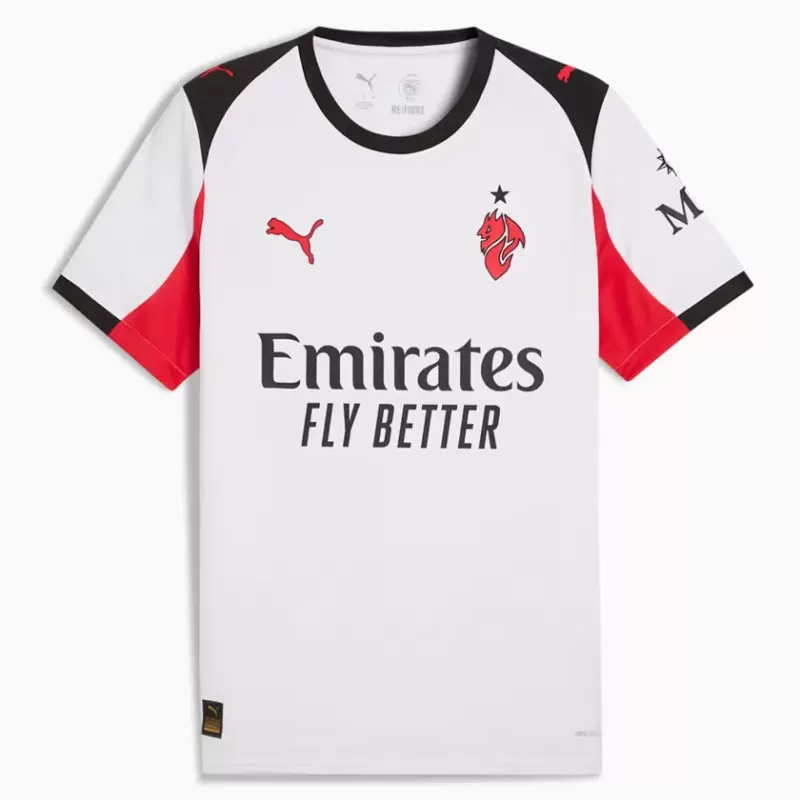2025 2026 AC Milan Mens Away Soccer Jersey White Red Diavoletto 2025 2026 AC Milan Mens Away Soccer Jersey White Red Diavoletto