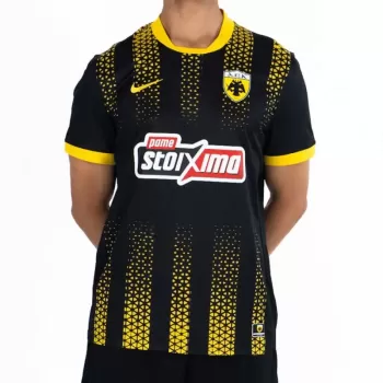 2025 2026 AEK Athens Mens Away Soccer Jersey Black Yellow