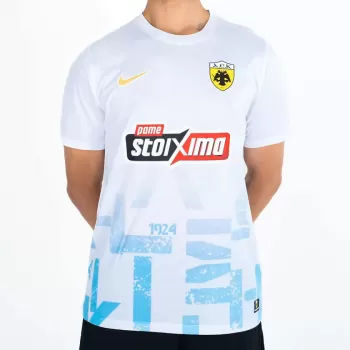 2025 2026 AEK Athens Mens Third Soccer Jersey White Yellow