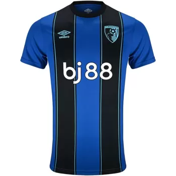 2025 2026 AFC Bournemouth Mens Away Soccer Jersey Blue Black Pinstripe