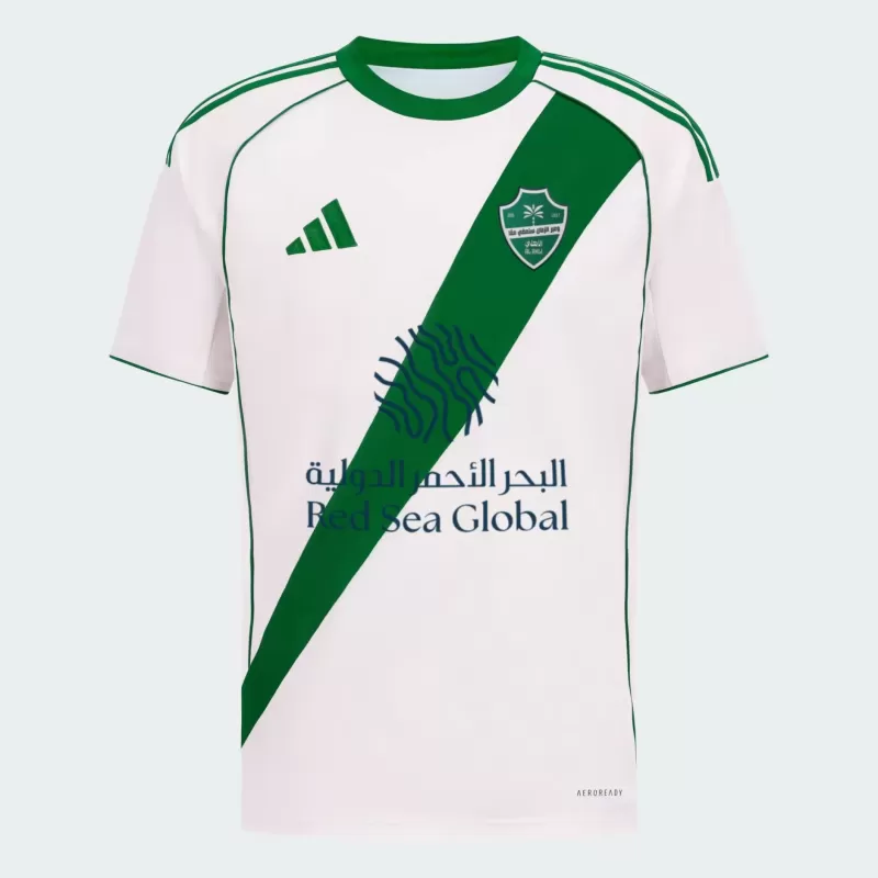 2025 2026 Al Ahli FC Mens Away Soccer Jersey White Green Palm 2025 2026 Al Ahli FC Mens Away Soccer Jersey White Green Palm