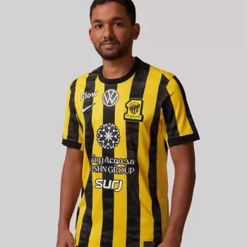 2025 2026 Al-Ittihad Club Mens Home Authentic Soccer Jersey Black Yellow