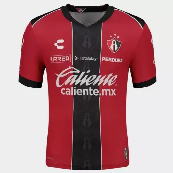 2025 2026 Atlas Mens Home Soccer Jersey Red Black Central Stripe