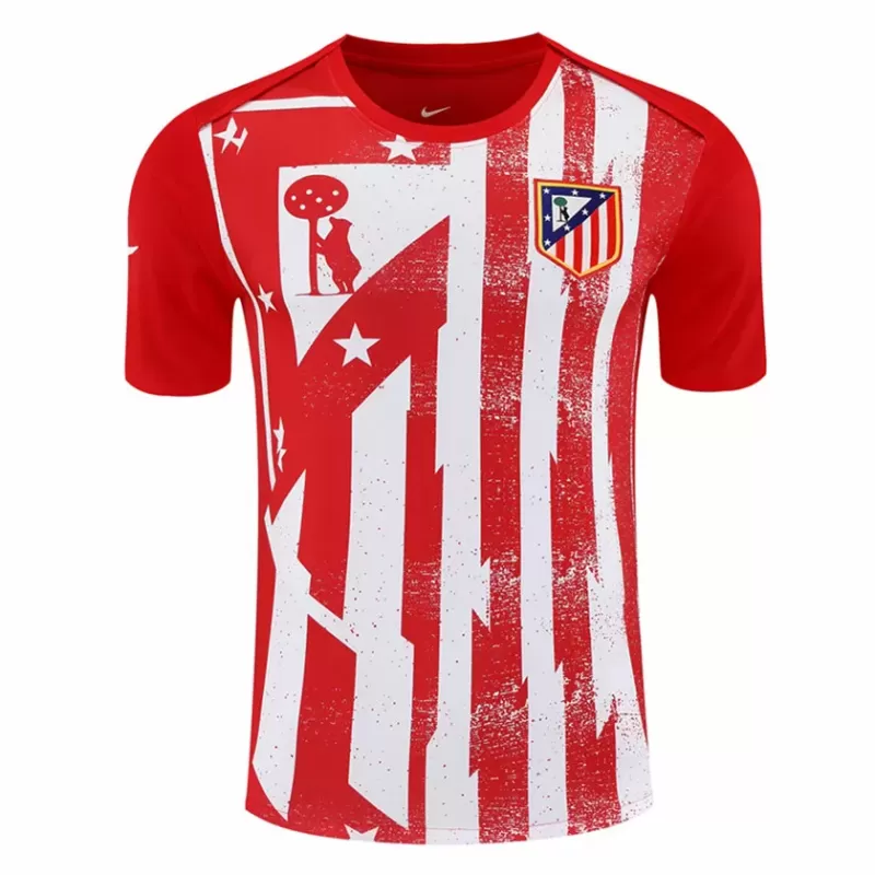 2025 2026 Atletico de Madrid Mens Pre Match Soccer Jersey Red White 2025 2026 Atletico de Madrid Mens Pre Match Soccer Jersey Red White