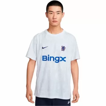 2025 2026 Chelsea Mens Pre Match Soccer Jersey White Blue