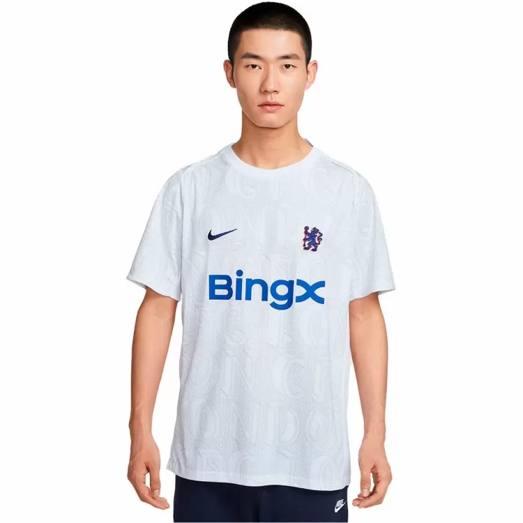 2025 2026 Chelsea Mens Pre Match Soccer Jersey White Blue