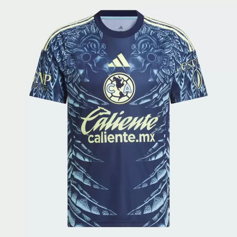 2025 2026 Club America Mens Away Soccer Jersey Navy Eagle Feather 2025 2026 Club America Mens Away Soccer Jersey Navy Eagle Feather