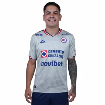 2025 2026 Cruz Azul Mens Away Soccer Jersey Grey Cross Pattern