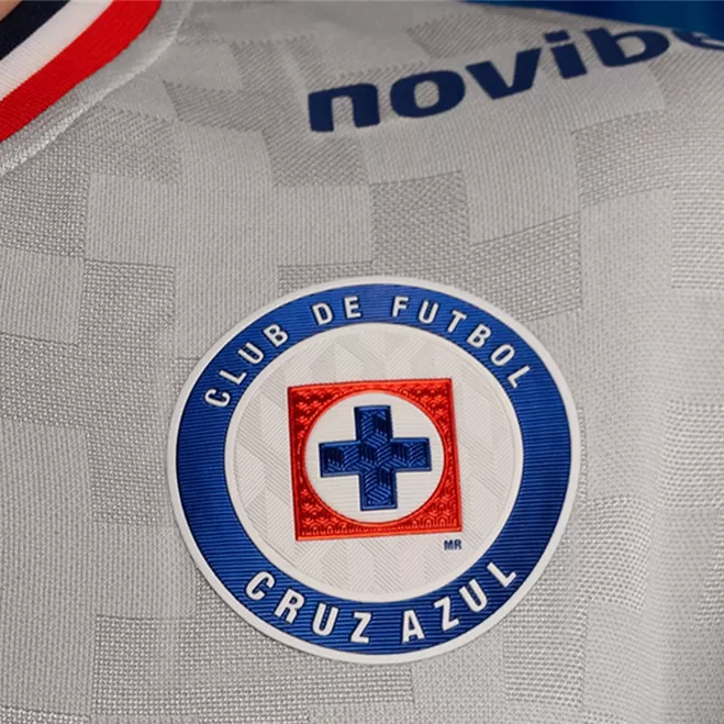 2025 2026 Cruz Azul Mens Away Soccer Jersey Grey Cross Pattern