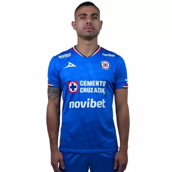 2025 2026 Cruz Azul Mens Home Soccer Jersey Blue Cross Pattern