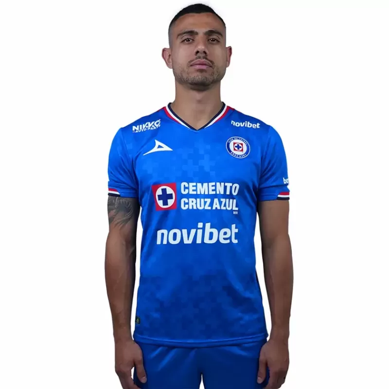 2025 2026 Cruz Azul Mens Home Soccer Jersey Blue Cross Pattern