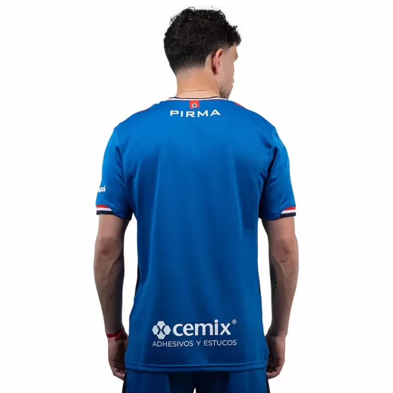 2025 2026 Cruz Azul Mens Home Soccer Jersey Blue Cross Pattern