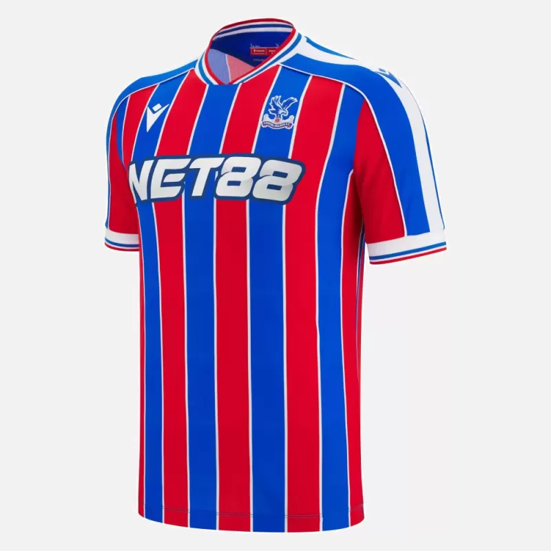 2025 2026 Crystal Palace Mens Home Soccer Jersey Red Blue Pinstripe