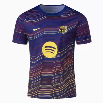 2025 2026 FC Barcelona Mens Pre Match Soccer Jersey Navy Wavy