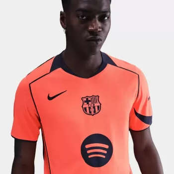 2025 2026 FC Barcelona Mens Third Authentic Soccer Jersey Player Version Orange