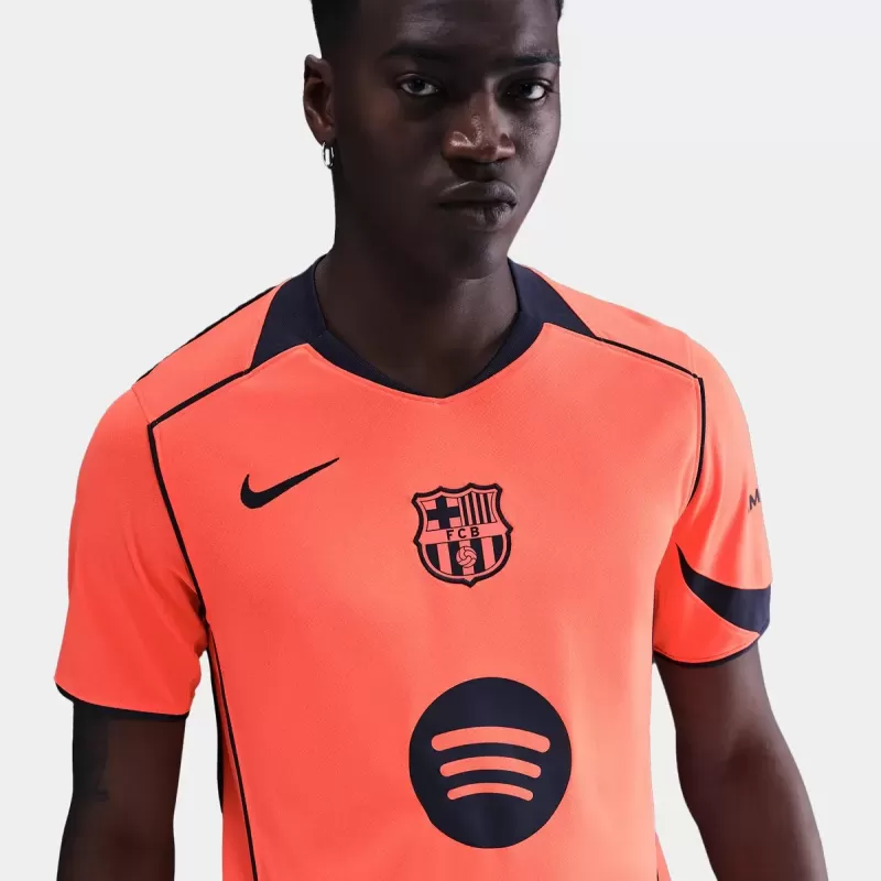 2025 2026 FC Barcelona Mens Third Authentic Soccer Jersey Player Version Orange 2025 2026 FC Barcelona Mens Third Authentic Soccer Jersey Player Version Orange