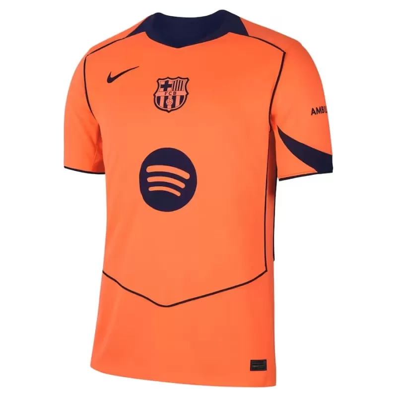 2025 2026 FC Barcelona Mens Third Soccer Jersey Orange Navy