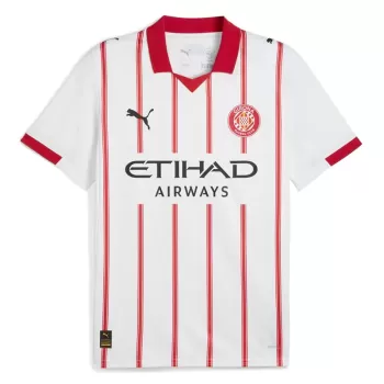 2025 2026 Girona FC Mens Home Soccer Jersey White Red Pinstripe