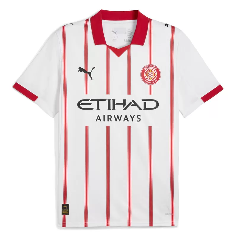 2025 2026 Girona FC Mens Home Soccer Jersey White Red Pinstripe 2025 2026 Girona FC Mens Home Soccer Jersey White Red Pinstripe