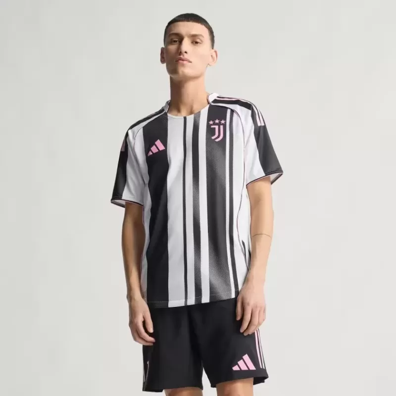 2025 2026 Juventus Mens Home Authentic Soccer Jersey Player Version Pink White 2025 2026 Juventus Mens Home Authentic Soccer Jersey Player Version Pink White