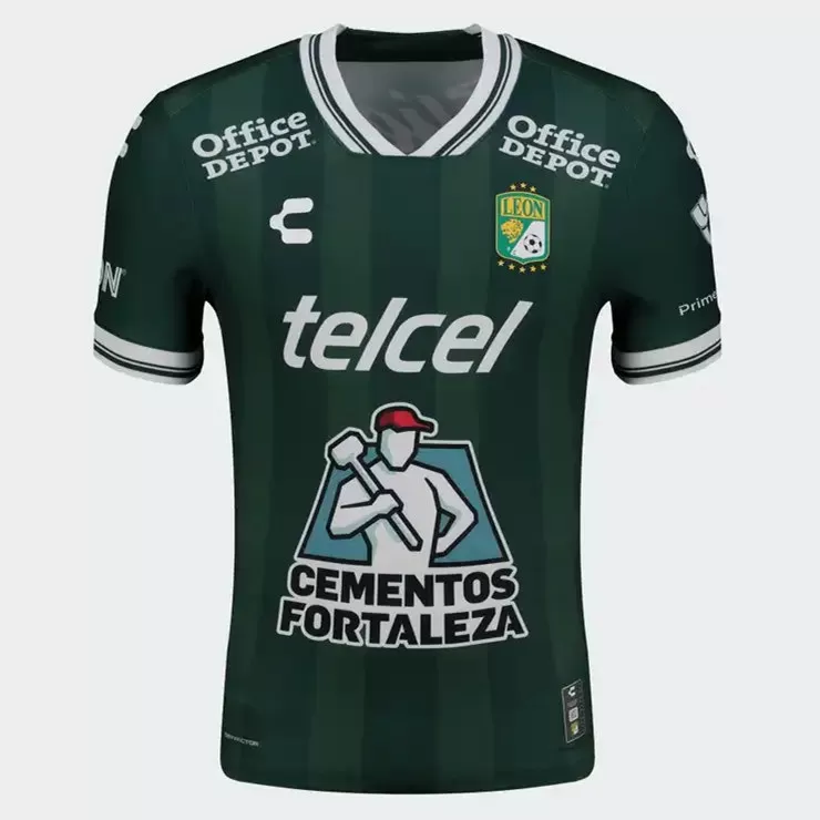 2025 2026 Leon Mens Home Soccer Jersey Green Vertical Stripes 2025 2026 Leon Mens Home Soccer Jersey Green Vertical Stripes