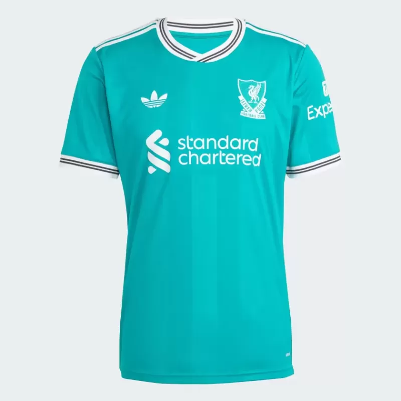 2025 2026 Liverpool FC Mens Third Soccer Jersey Green White 2025 2026 Liverpool FC Mens Third Soccer Jersey Green White