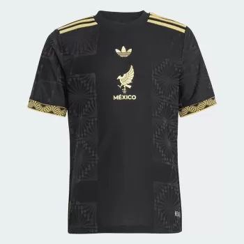 2025 2026 Mexico Mens Black Gold Soccer Jersey Heritage Edition
