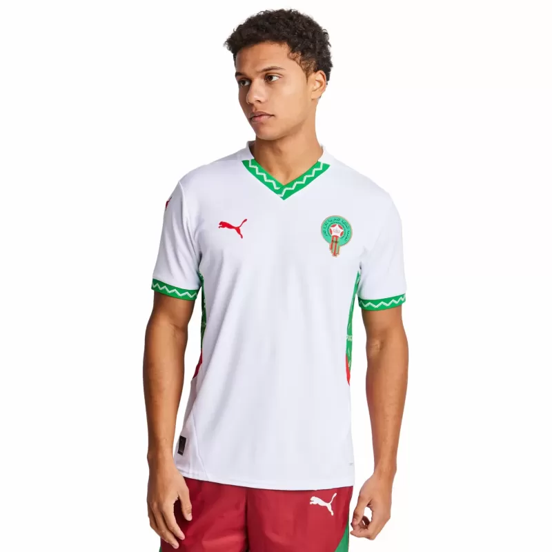 2025 2026 Morocco Mens Away Soccer Jersey White Green Red