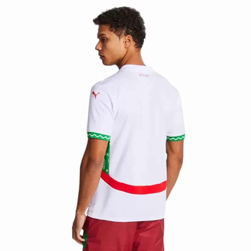 2025 2026 Morocco Mens Away Soccer Jersey White Green Red