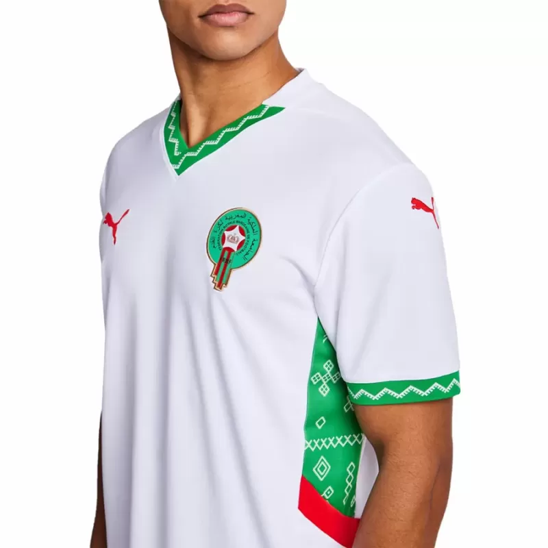 2025 2026 Morocco Mens Away Soccer Jersey White Green Red