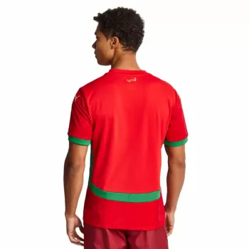 2025 2026 Morocco Mens Home Soccer Jersey Star Pattern Red