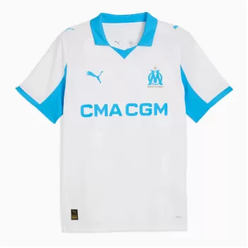 2025 2026 Olympique de Marseille Mens Home Soccer Jersey White Blue