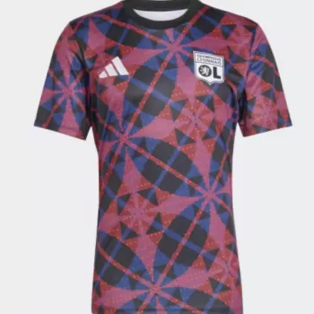 2025 2026 Olympique Lyonnais Mens Pre Match Soccer Jersey Red Blue Floral