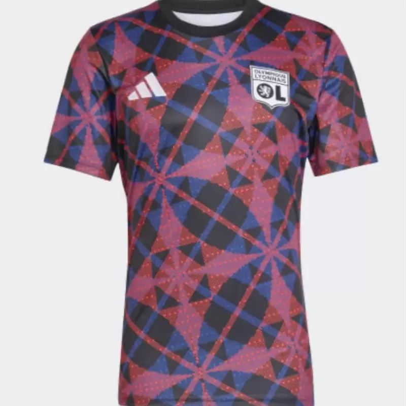 2025 2026 Olympique Lyonnais Mens Pre Match Soccer Jersey Red Blue Floral 2025 2026 Olympique Lyonnais Mens Pre Match Soccer Jersey Red Blue Floral