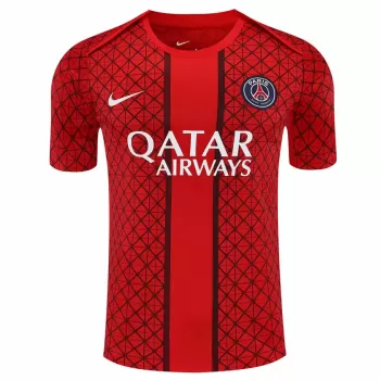 2025 2026 Paris Saint Germain Mens Pre Match Soccer Jersey Red