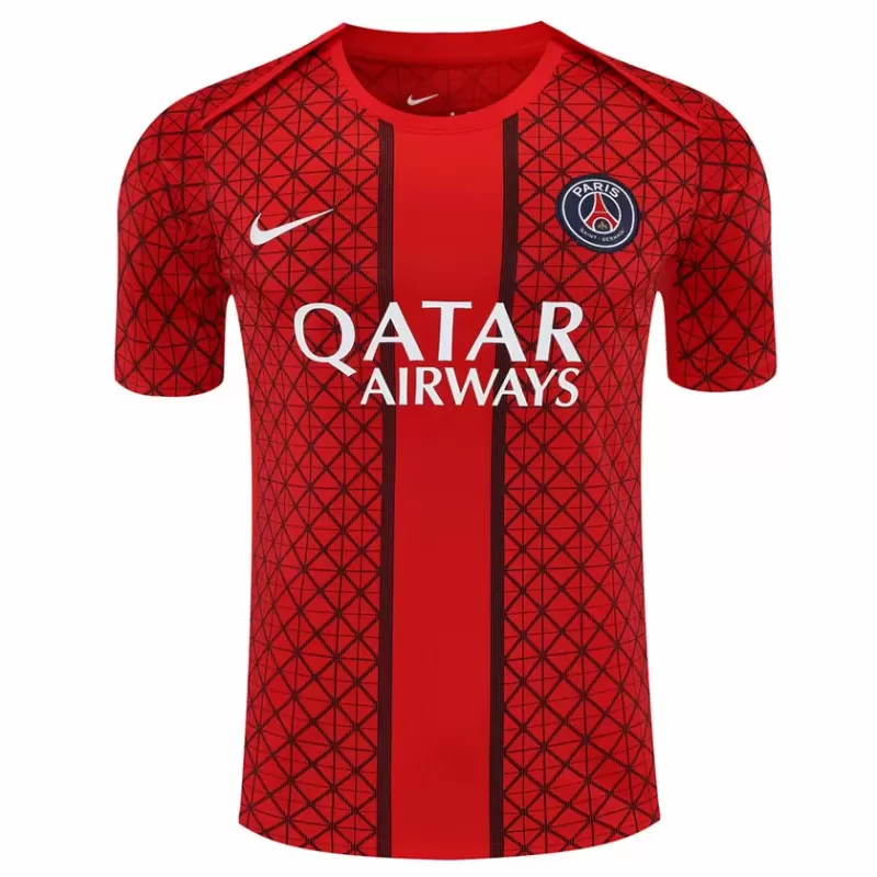2025 2026 Paris Saint Germain Mens Pre Match Soccer Jersey Red 2025 2026 Paris Saint Germain Mens Pre Match Soccer Jersey Red