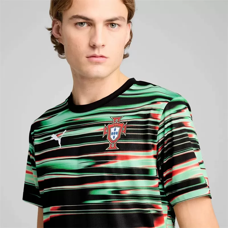 2025 2026 Portugal Mens Pre Match Soccer Jersey Black Abstract