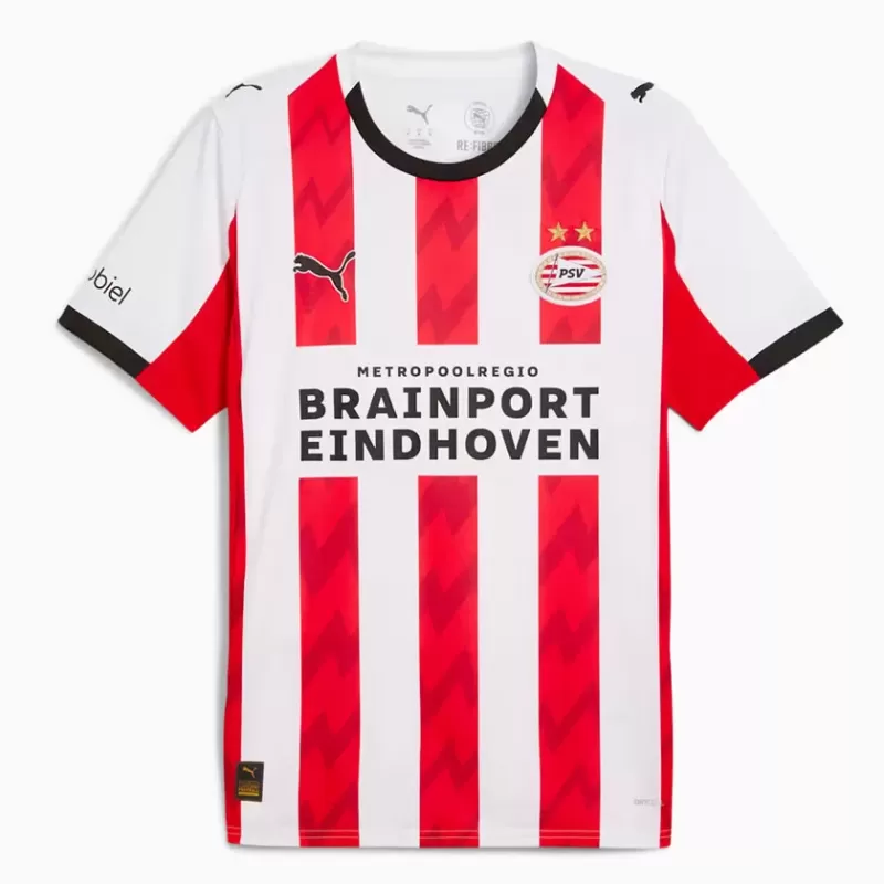 2025 2026 PSV Eindhoven Mens Home Soccer Jersey Iconic Stripes