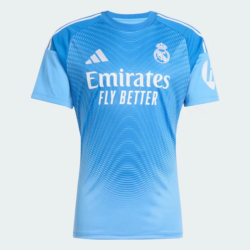 2025 2026 Real Madrid Mens Home Goalkeeper Soccer Jersey Blue Burst