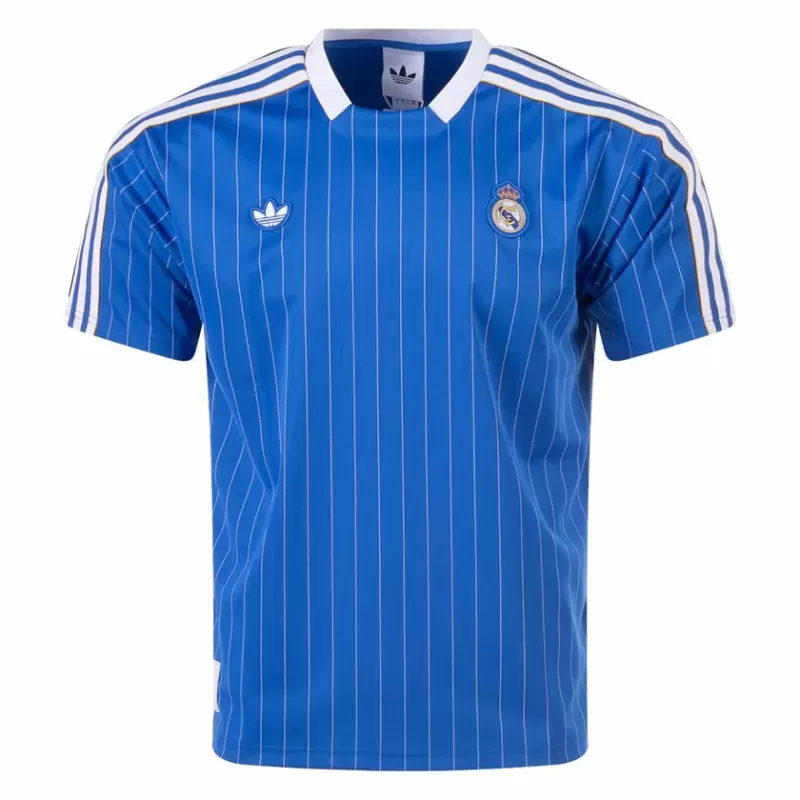 2025 2026 Real Madrid Mens Originals Icons Soccer Jersey Blue Pinstripe