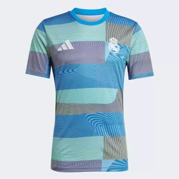 2025 2026 Real Madrid Mens Pre Match Soccer Jersey Blue Bird